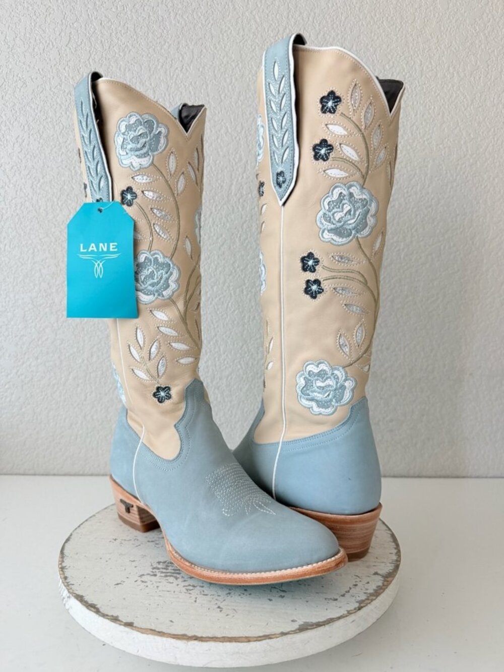 Lane KENZIE Knee High Cowboy Boots Womens 9.5 Blueberry Buttermilk Western Tall - Picture 12 of 12